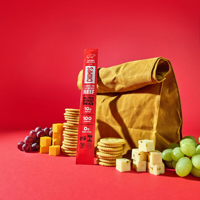 Pack your bag with smart snacks, including a Chomps beef stick