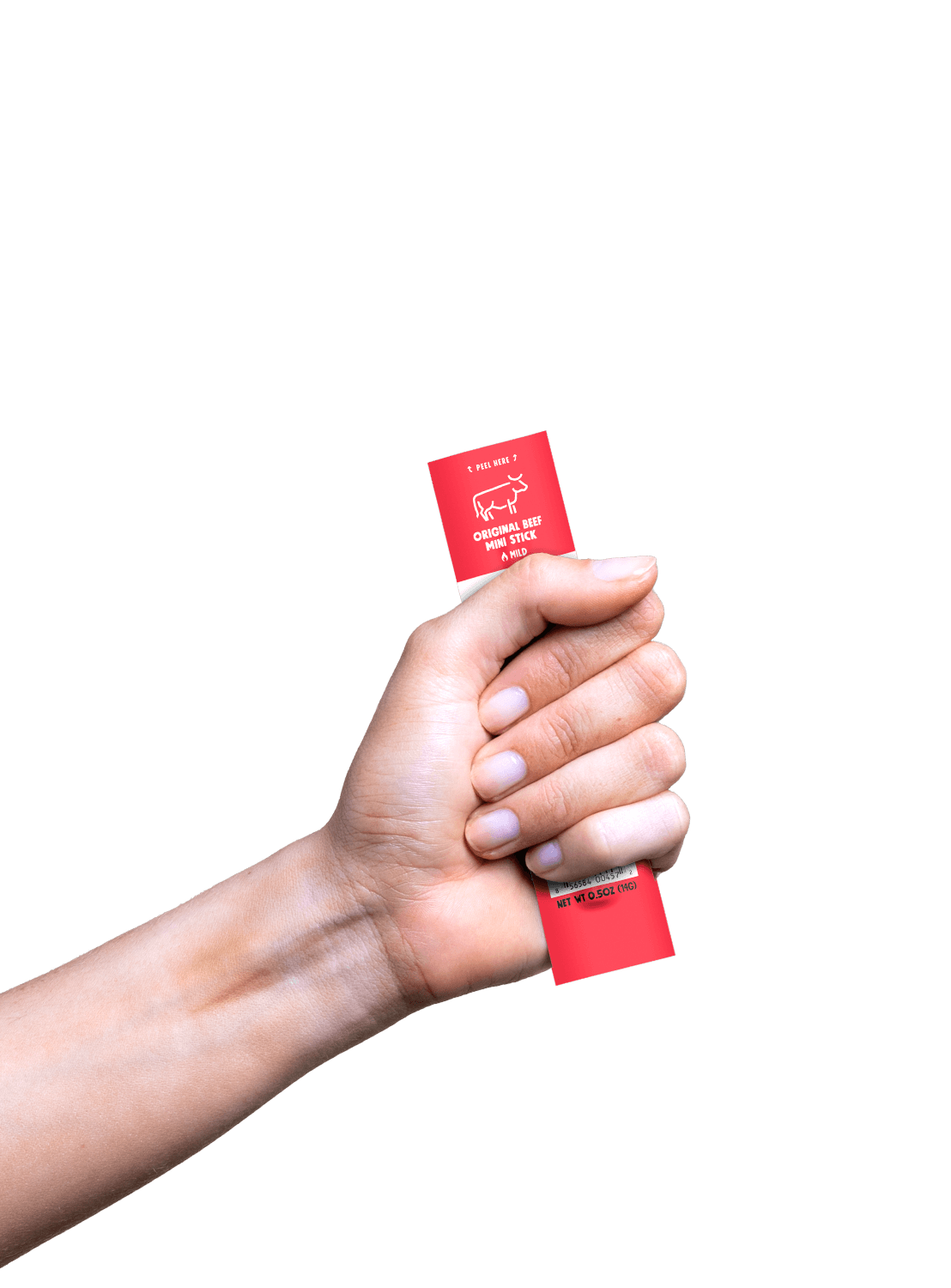 Hand holding Chomps Original Beef mini meat stick