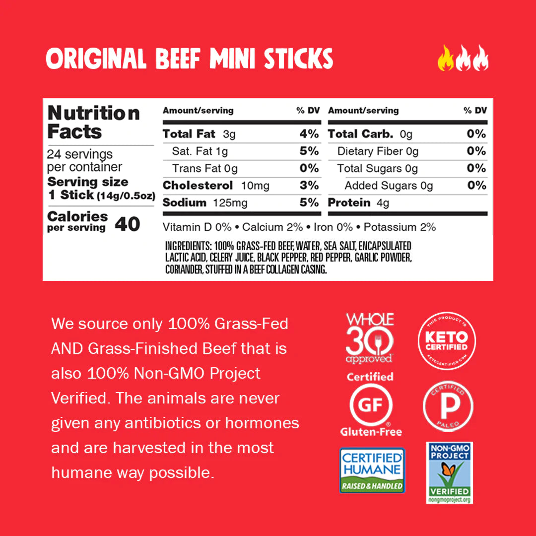 mini beef jerky stick nutrition facts